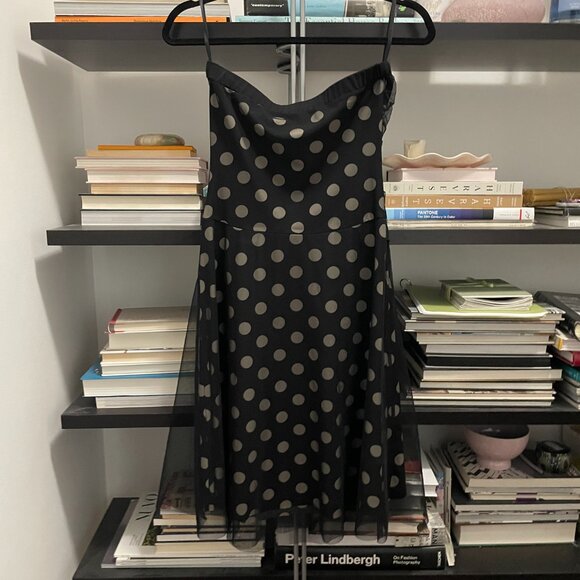 strapless polka dot midi dress - Picture 4 of 5